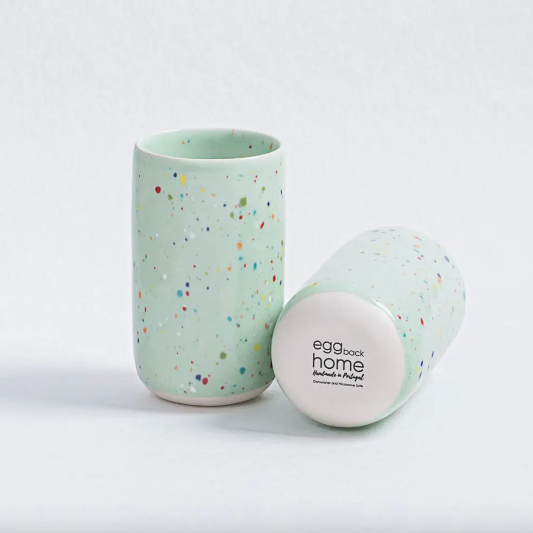 Tall Speckled Cup by Egg Back Home Ceramic Cups egg back home Green  