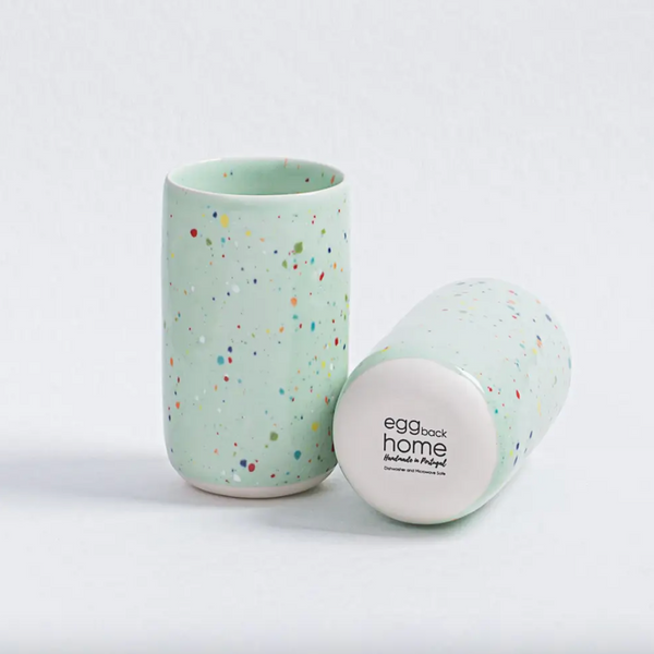 Tall Speckled Cup by Egg Back Home Ceramic Cups egg back home Green  