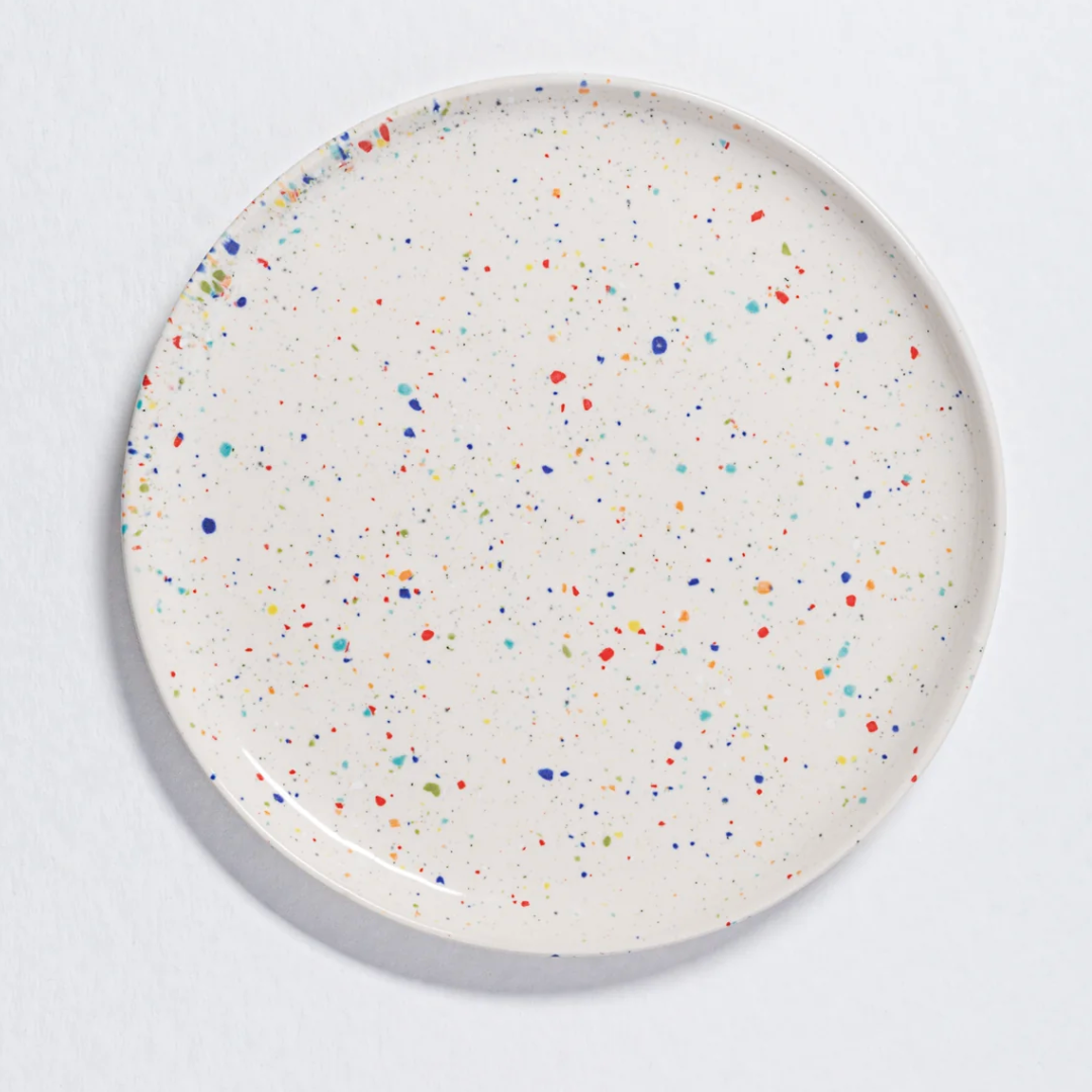 Speckled Ceramic Plates by Egg Back Home - Bread, Salad + Dinner Sizes plates egg back home White Salad 9"  