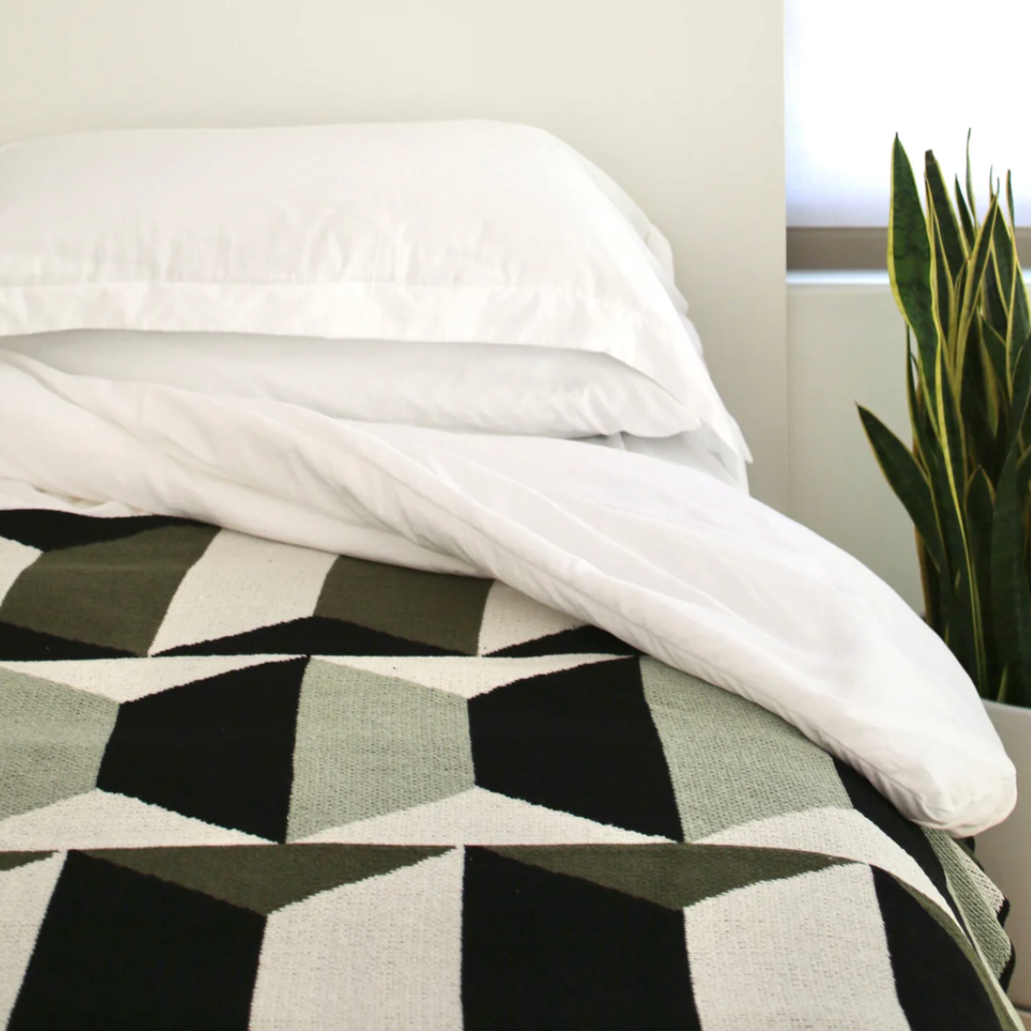 "Totem" Recycled Cotton Throw by Happy Habitat Blankets Happy Habitat   