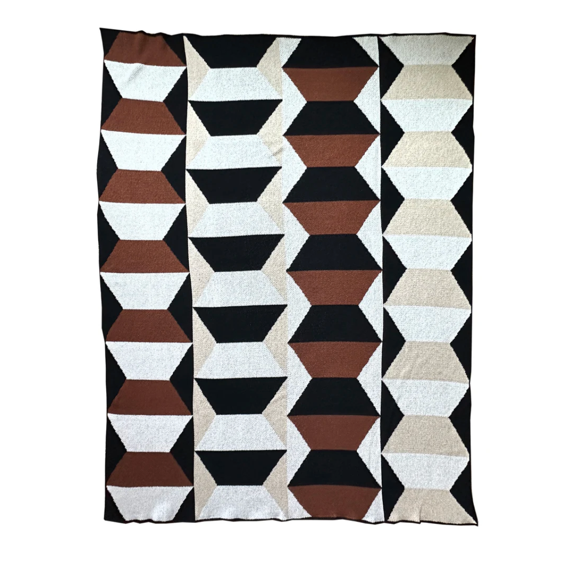 "Totem" Recycled Cotton Throw by Happy Habitat Blankets Happy Habitat Cinnamon  