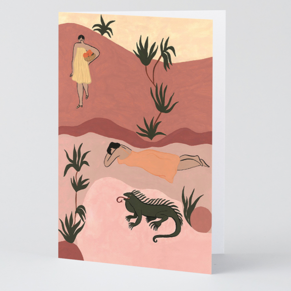 Wrap Magazine Art Cards - Blank Inside Artwork CANDID HOME Sisters + Iguana  