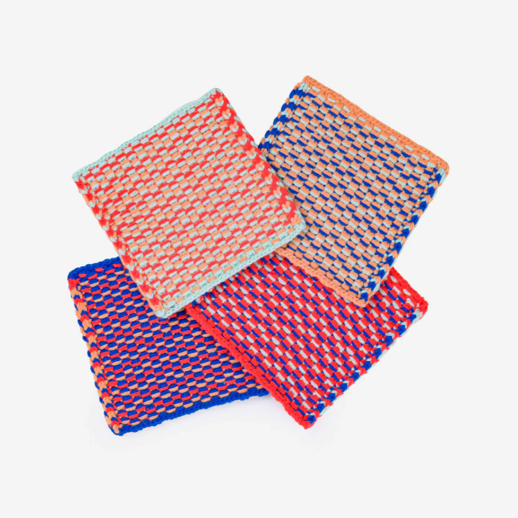 "Dashes" Knit Coaster Set by Verloop kitchen > Coasters > best housewarming gifts > good > housewarming gifts > house warming > housewarming gift ideas > housewarming gifts for couples > new home gift ideas > new home gifts > sustainable gifts Verloop HOT PINK / OJ /PURPLE  