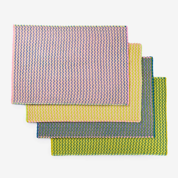 "Dashes" Knit Placemat Set by Verloop placemat Verloop PALE PINK//YELLOW//GREEN  