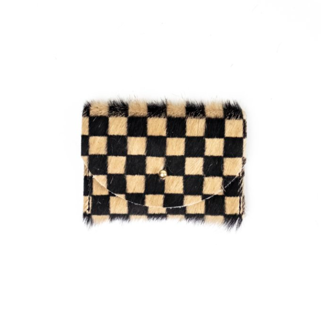 Leather Cardholder by Primecut cardholder PRIMECUT Tan Checkered Cowhide