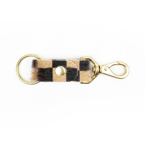 Cowhide Keychain by Primecut keychain PRIMECUT Tan Checkered Cowhide  