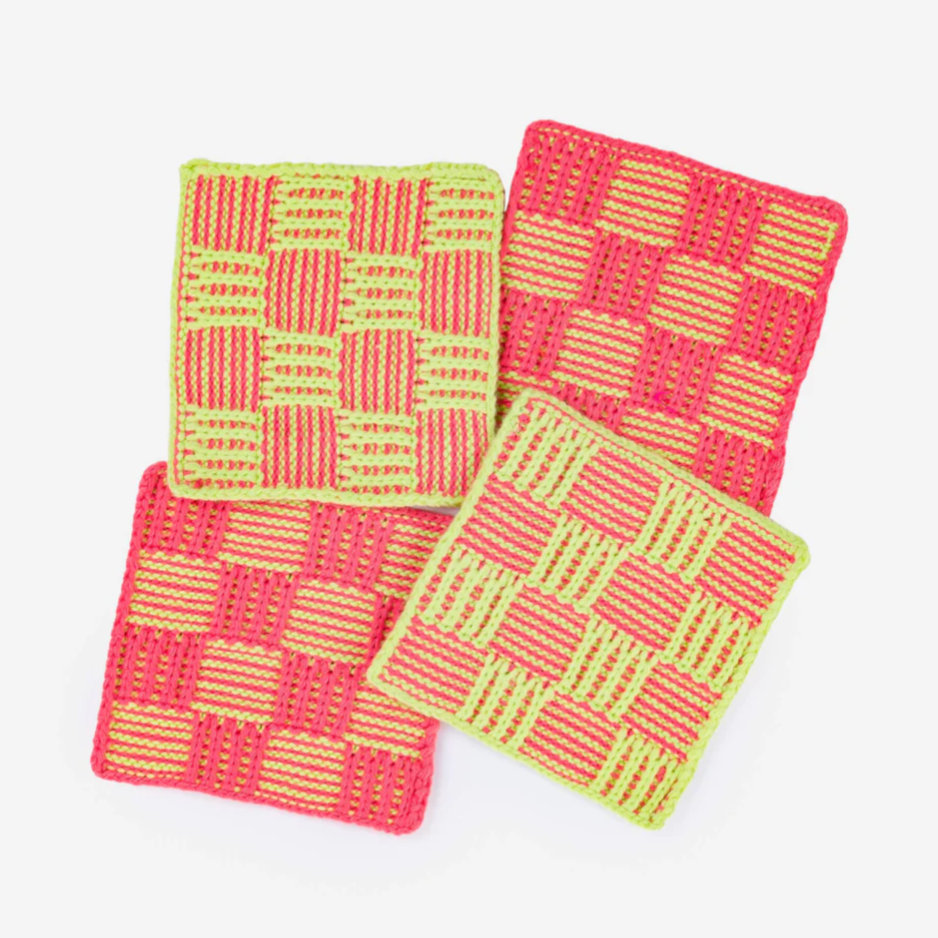 "Checkerboard" Knit Coaster Set by Verloop kitchen > Coasters > best housewarming gifts > good > housewarming gifts > house warming > housewarming gift ideas > housewarming gifts for couples > new home gift ideas > new home gifts > sustainable gifts Verloop   