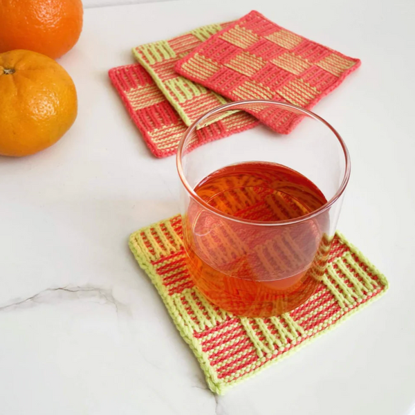 "Checkerboard" Knit Coaster Set by Verloop kitchen > Coasters > best housewarming gifts > good > housewarming gifts > house warming > housewarming gift ideas > housewarming gifts for couples > new home gift ideas > new home gifts > sustainable gifts Verloop   