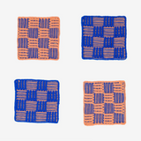 "Checkerboard" Knit Coaster Set by Verloop kitchen > Coasters > best housewarming gifts > good > housewarming gifts > house warming > housewarming gift ideas > housewarming gifts for couples > new home gift ideas > new home gifts > sustainable gifts Verloop Cobalt  