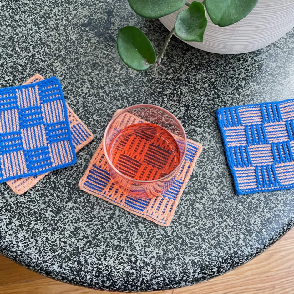 "Checkerboard" Knit Coaster Set by Verloop kitchen > Coasters > best housewarming gifts > good > housewarming gifts > house warming > housewarming gift ideas > housewarming gifts for couples > new home gift ideas > new home gifts > sustainable gifts Verloop   