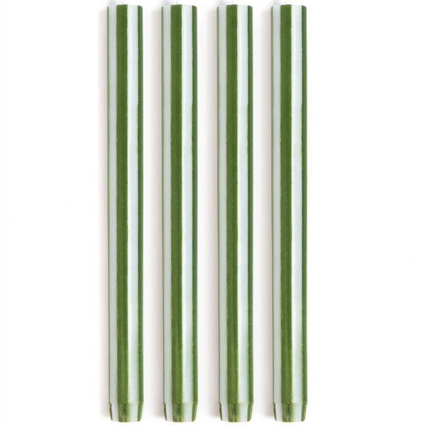 Striped Taper Candles by Yod and Co. Candles yod and co Green + White  