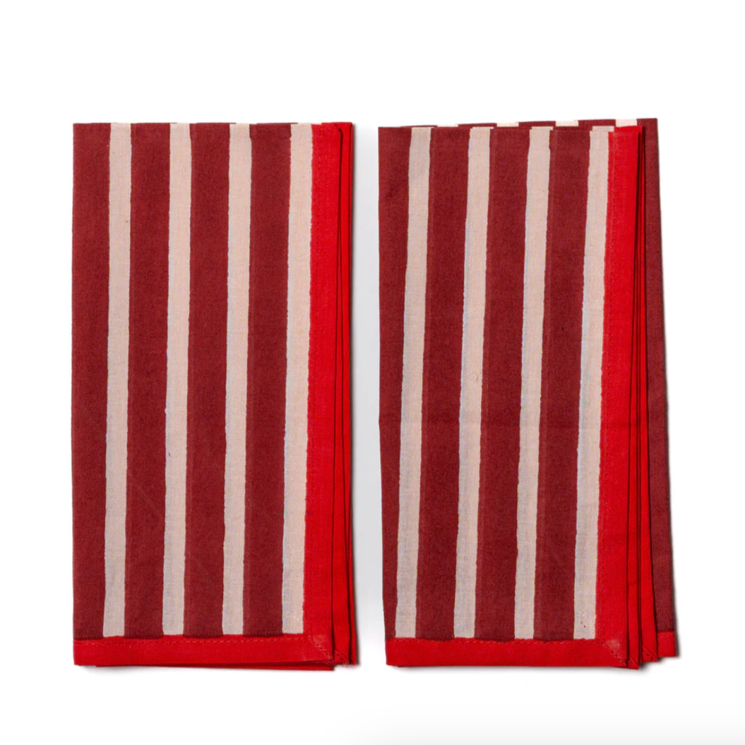 Block Striped Napkins by Yod and Co. dinner napkins yod and co Crimson Red + Blush  