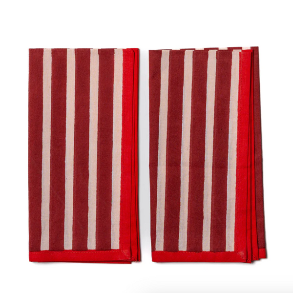 Block Striped Napkins by Yod and Co. dinner napkins yod and co Crimson Red + Blush  