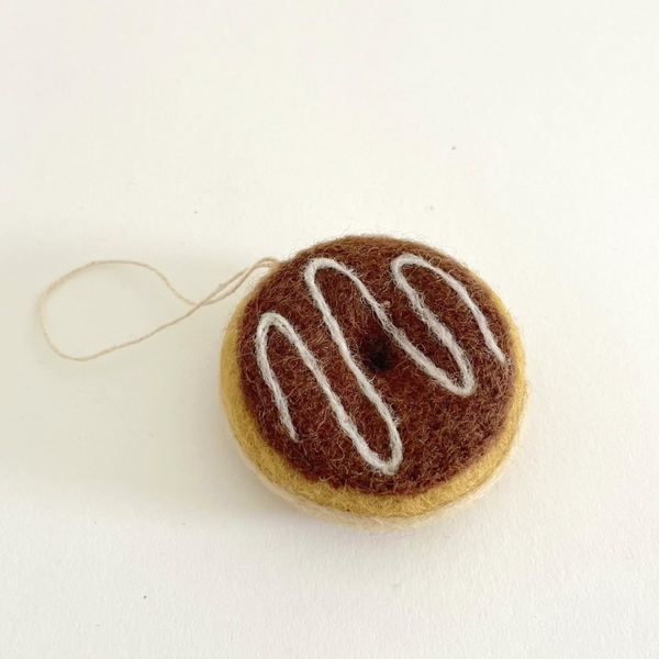 Felted Dessert Ornaments by PetitFelts Holiday Ornaments petit felts Chocolate Glaze Donut