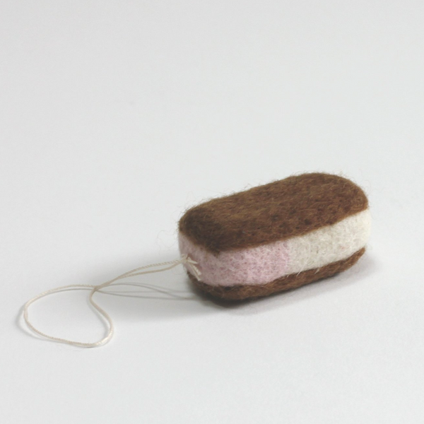 Felted Dessert Ornaments by PetitFelts Holiday Ornaments petit felts Ice Cream Sandwich