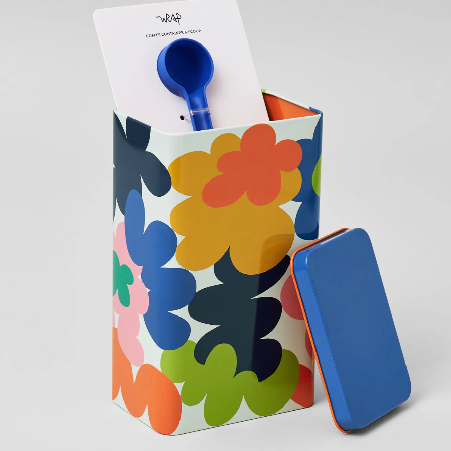 Abstract Flowers Coffee Tin - Micke Lindebergh for Wrap Magazine Container Wrap Magazine