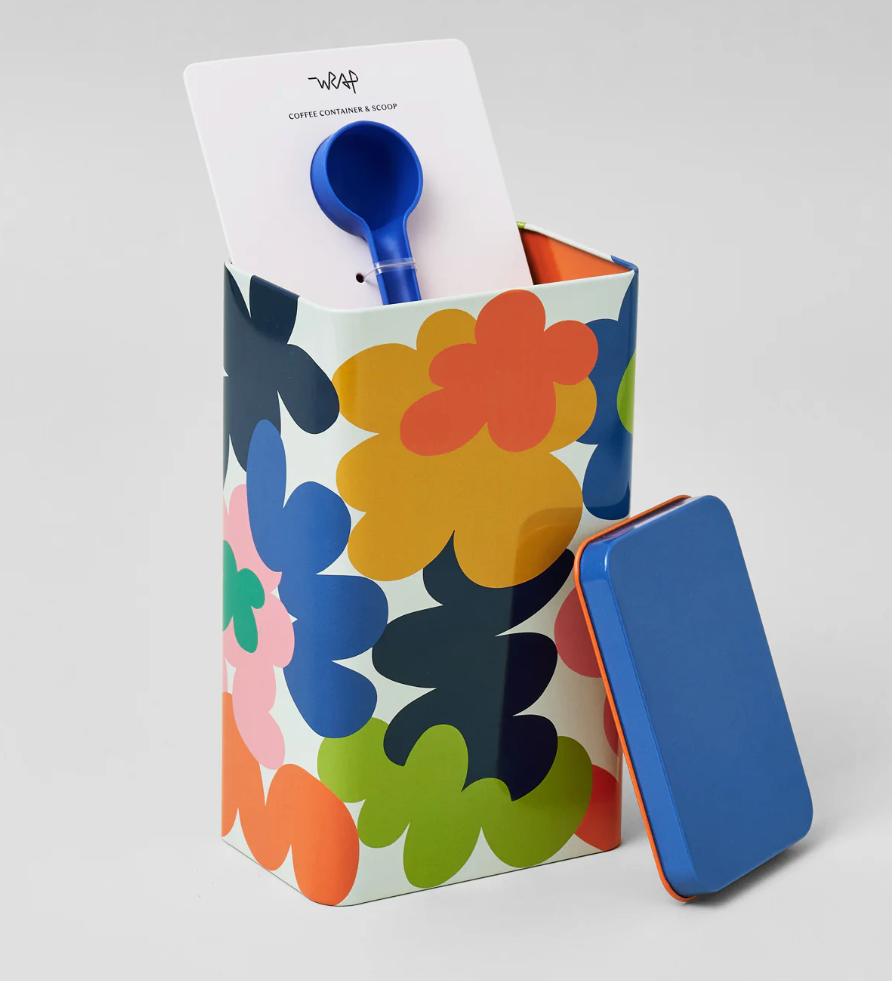 Abstract Flowers Coffee Tin - Micke Lindebergh for Wrap Magazine Container Wrap Magazine