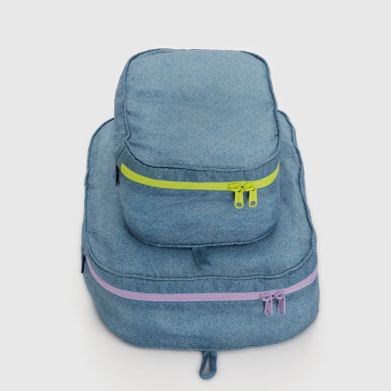 Large Packing Cube Set by Baggu Packing Organizers Baggu Digital Denim