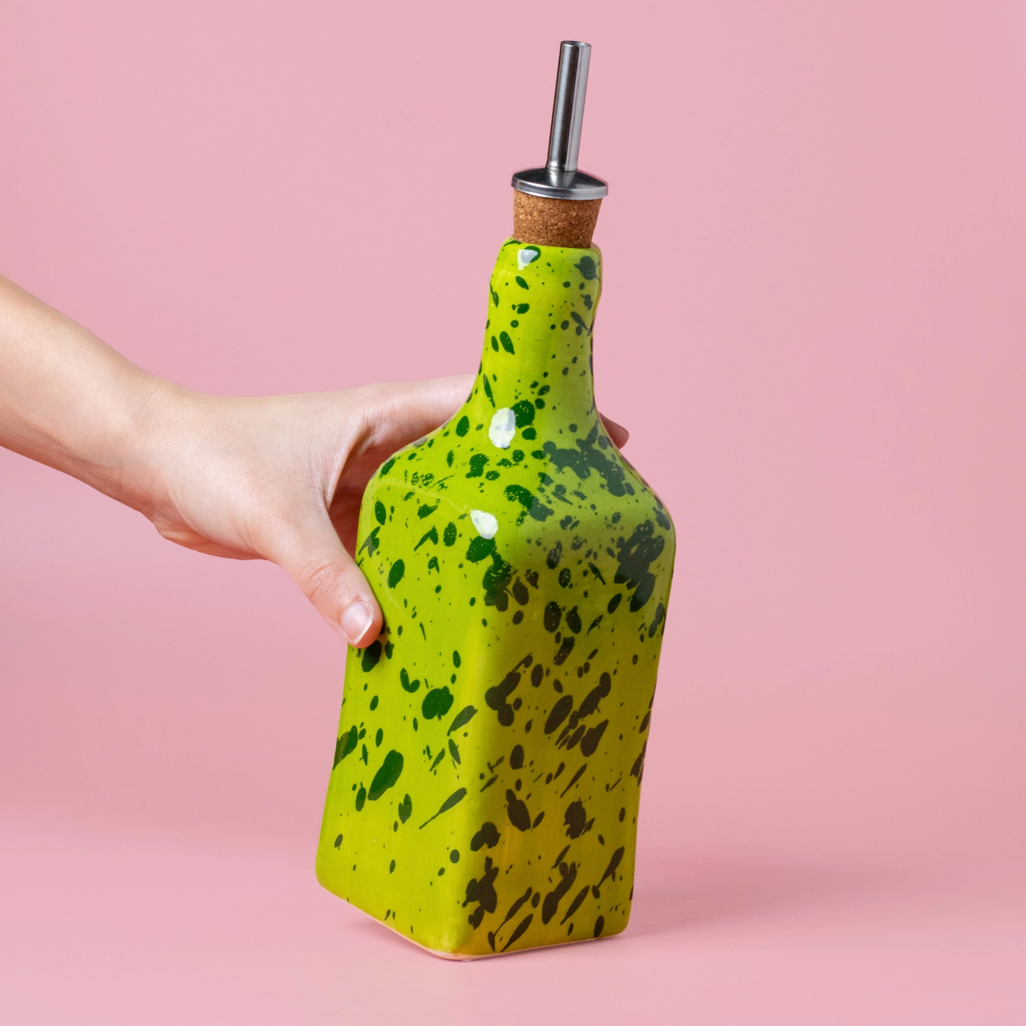 Ceramic Olive Oil Bottle by Tierra Cocida oil dispenser tierra cocida Mojito: Green Speckled