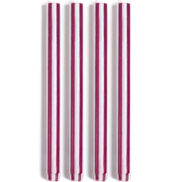 Striped Taper Candles by Yod and Co. Candles yod and co Aubergine + White