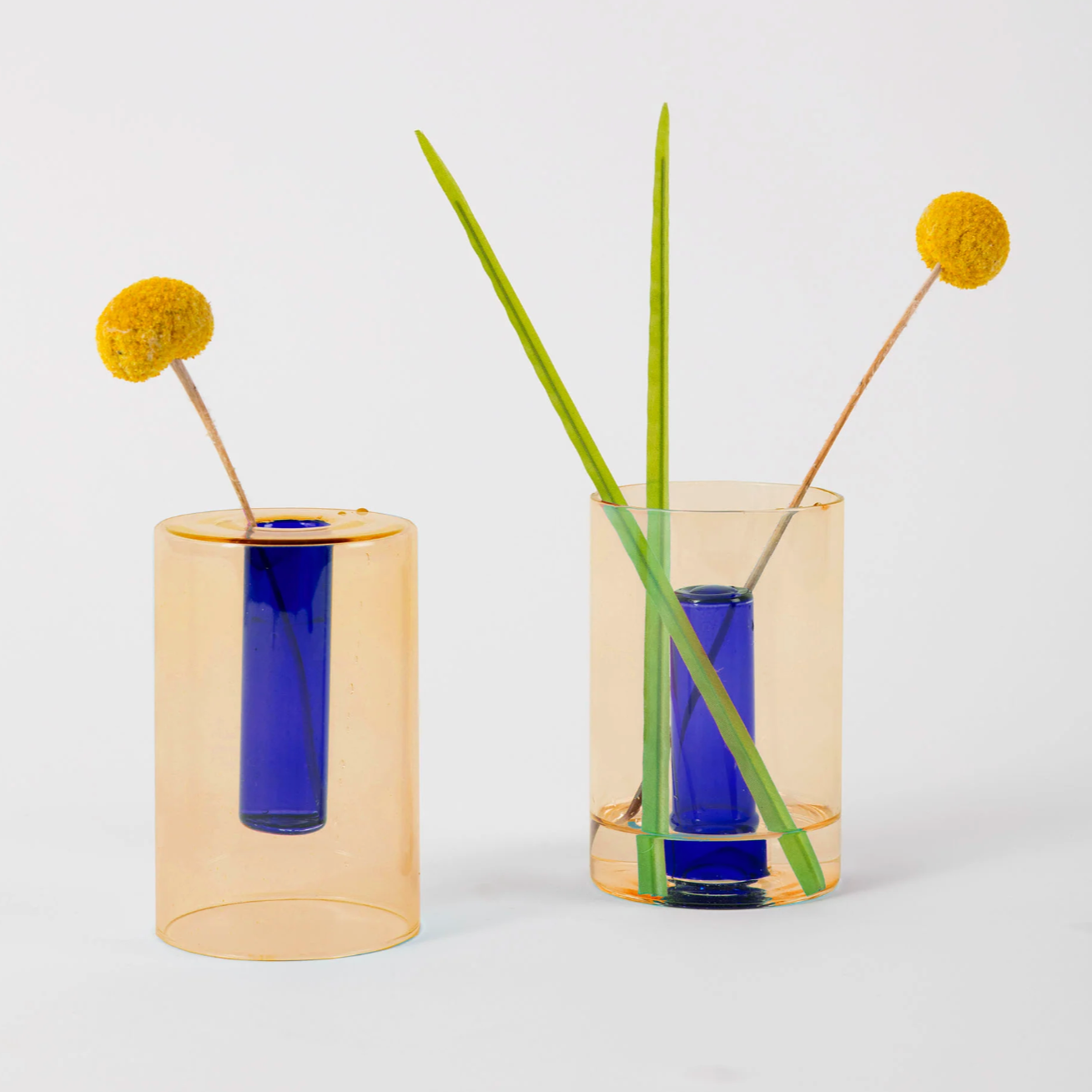 Reversible Small Glass Vase by Block Design vase CANDID HOME Peach/Cobalt
