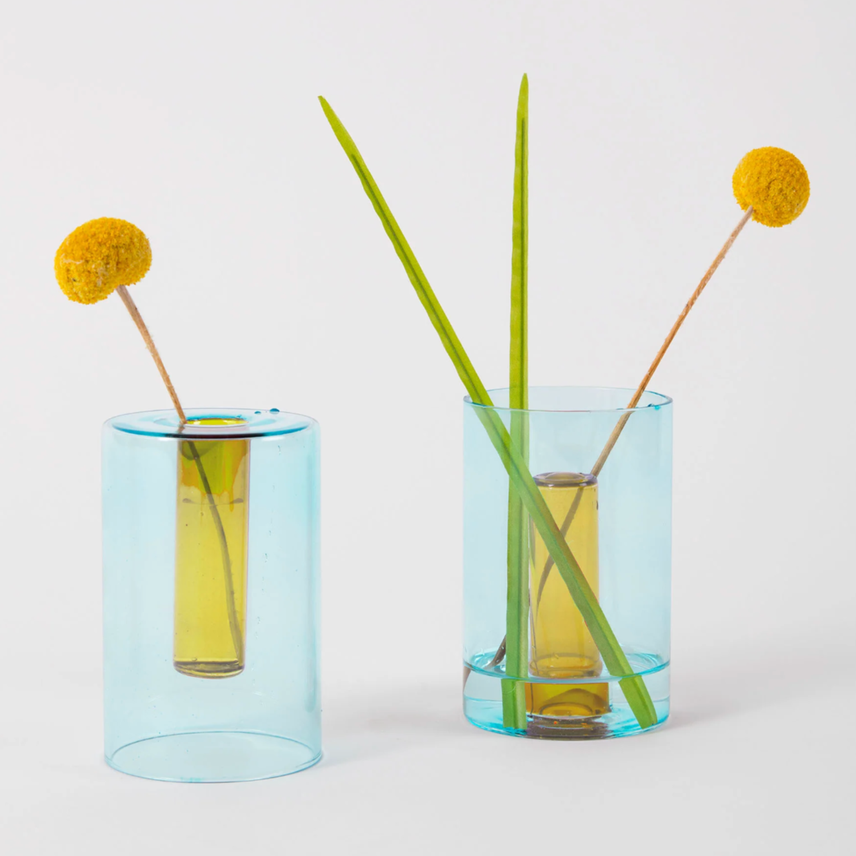 Reversible Small Glass Vase by Block Design vase CANDID HOME Blue/Yellow