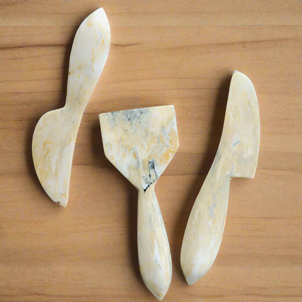 Cheese Knives Set by Gibb & Daan Cheese Knives Gibb & Daan White/Brown Marble