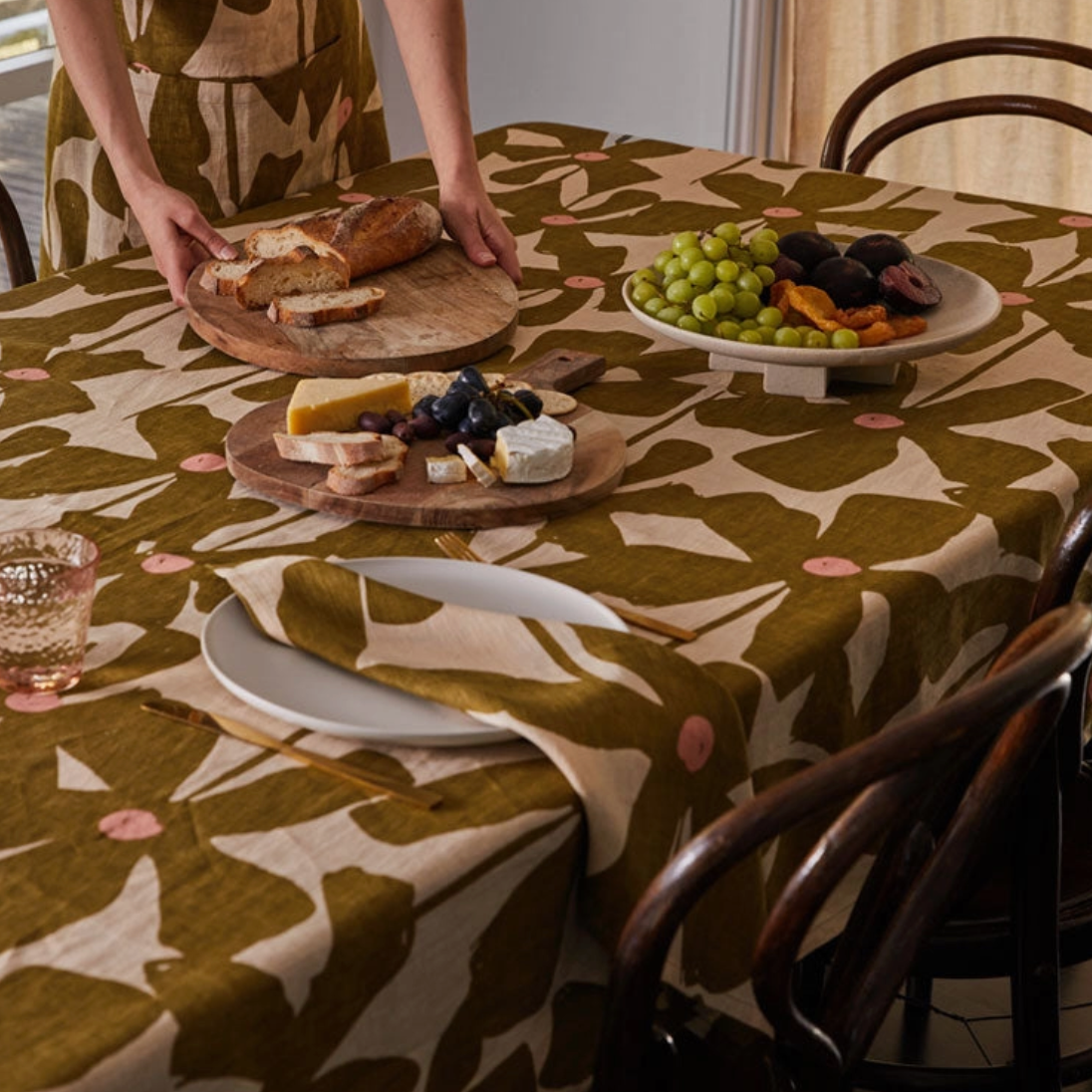 Olive Poppy Tablecloth by Mosey Me Tablecloth mosey me
