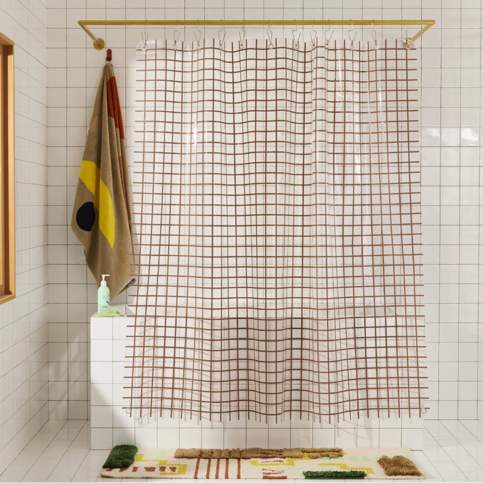 Sun Shower 2x2 Curtain Liners by Quiet Town Shower Curtains Quiet Town Chocolate: Brown/Clear