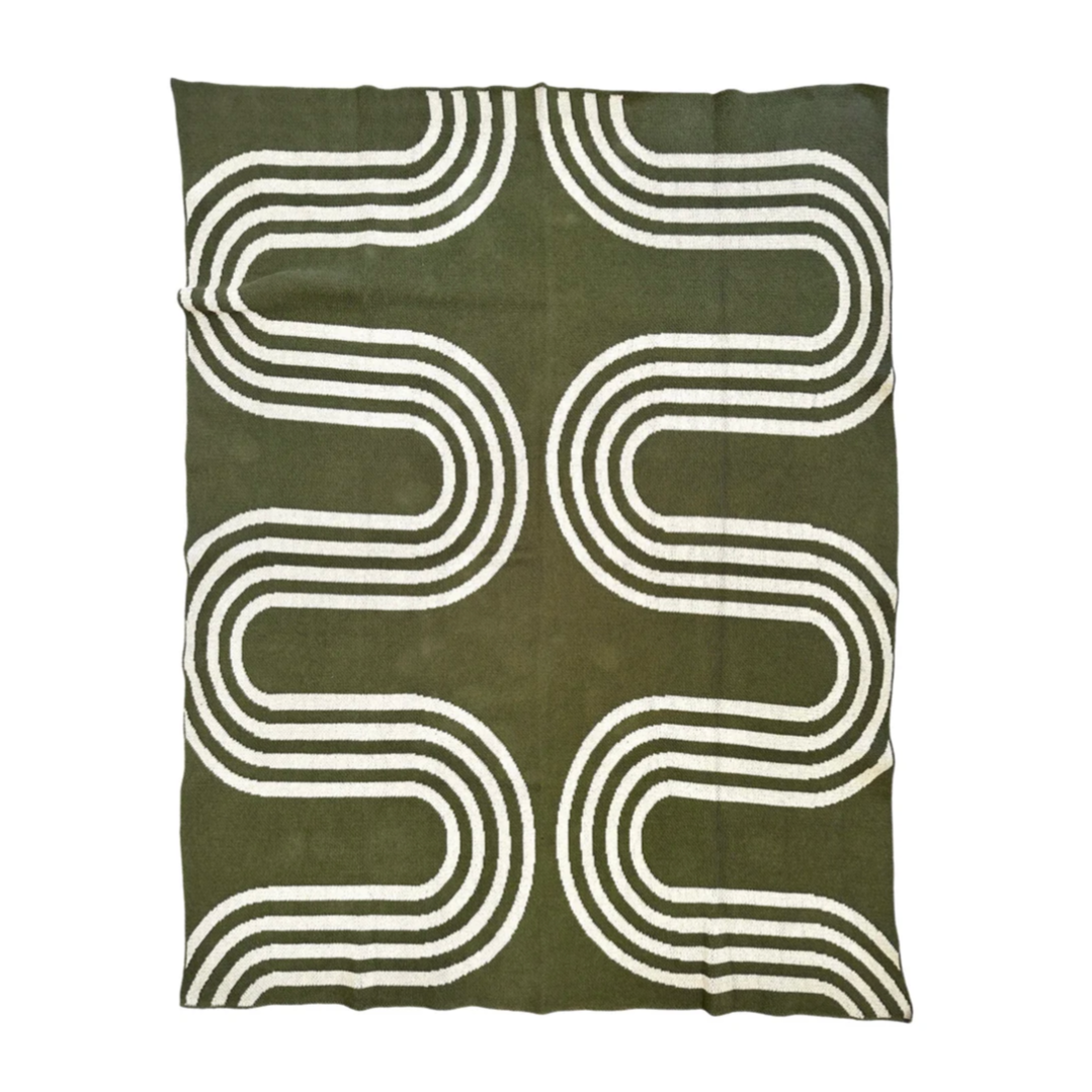 "78th St" Recycled Cotton Throw by Happy Habitat Blankets Happy Habitat Olive