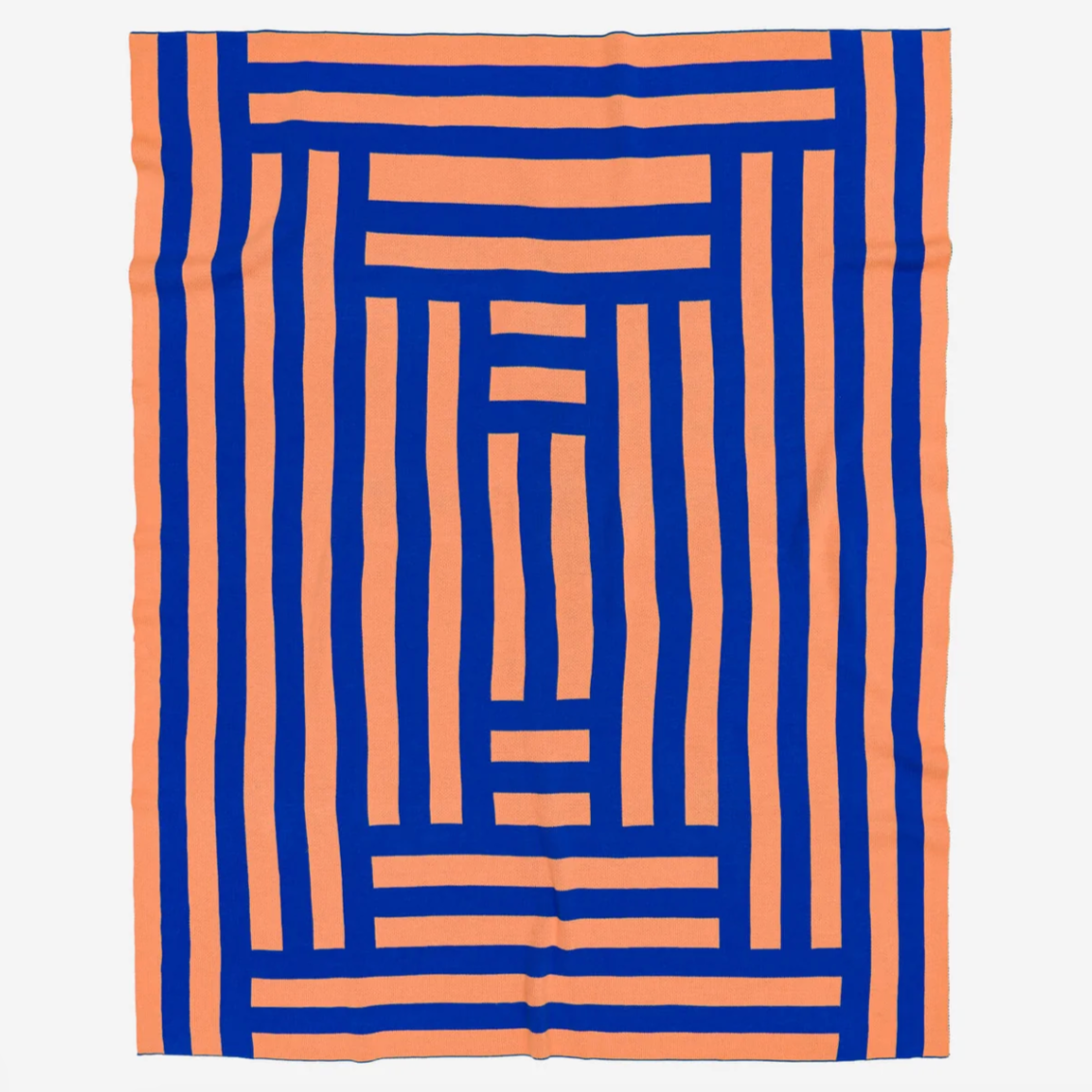 Columns Throw Blanket by Verloop Knits Blankets Verloop Cobalt + Orange