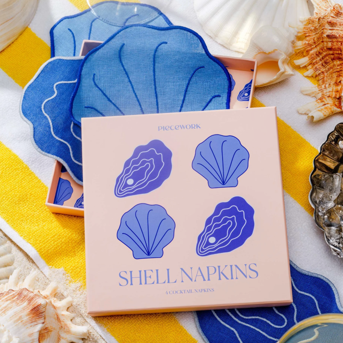 Cocktail Napkins: Set of 4 by Piecework napkins piecework Sea Shell