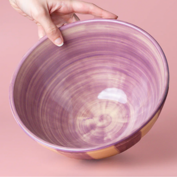 Ceramic Striped Salad Bowl by Tierra Cocida