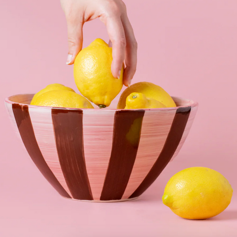 Ceramic Striped Salad Bowl by Tierra Cocida