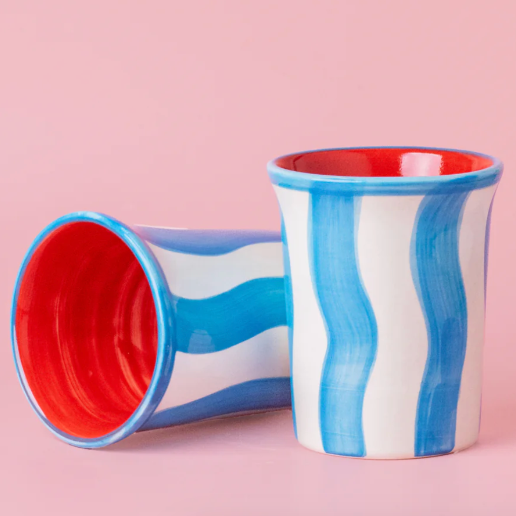 Ceramic Breakfast Cups by Tierra Cocida Ceramic Cups tierra cocida Blue / Red