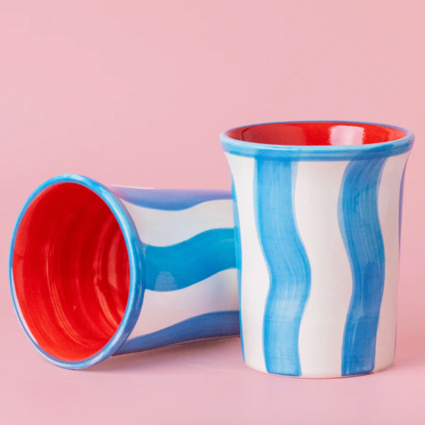 Ceramic Breakfast Cups by Tierra Cocida Ceramic Cups tierra cocida Blue / Red