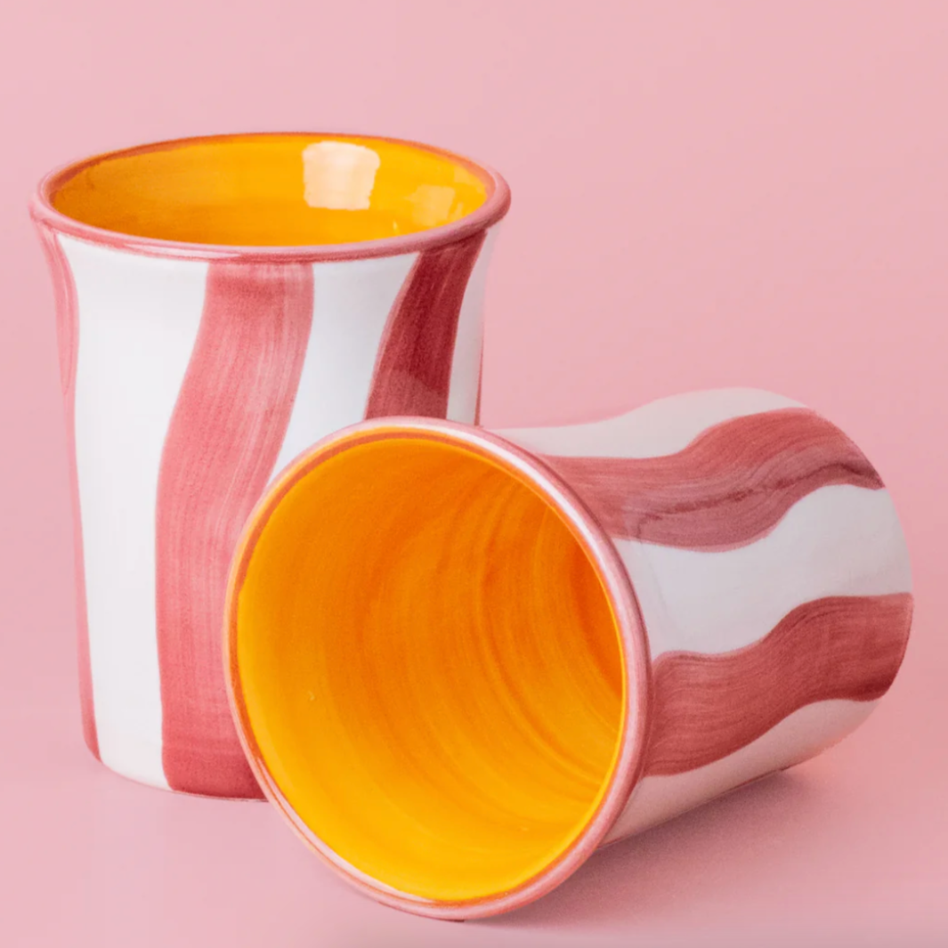 Ceramic Breakfast Cups by Tierra Cocida Ceramic Cups tierra cocida Pink / Yellow