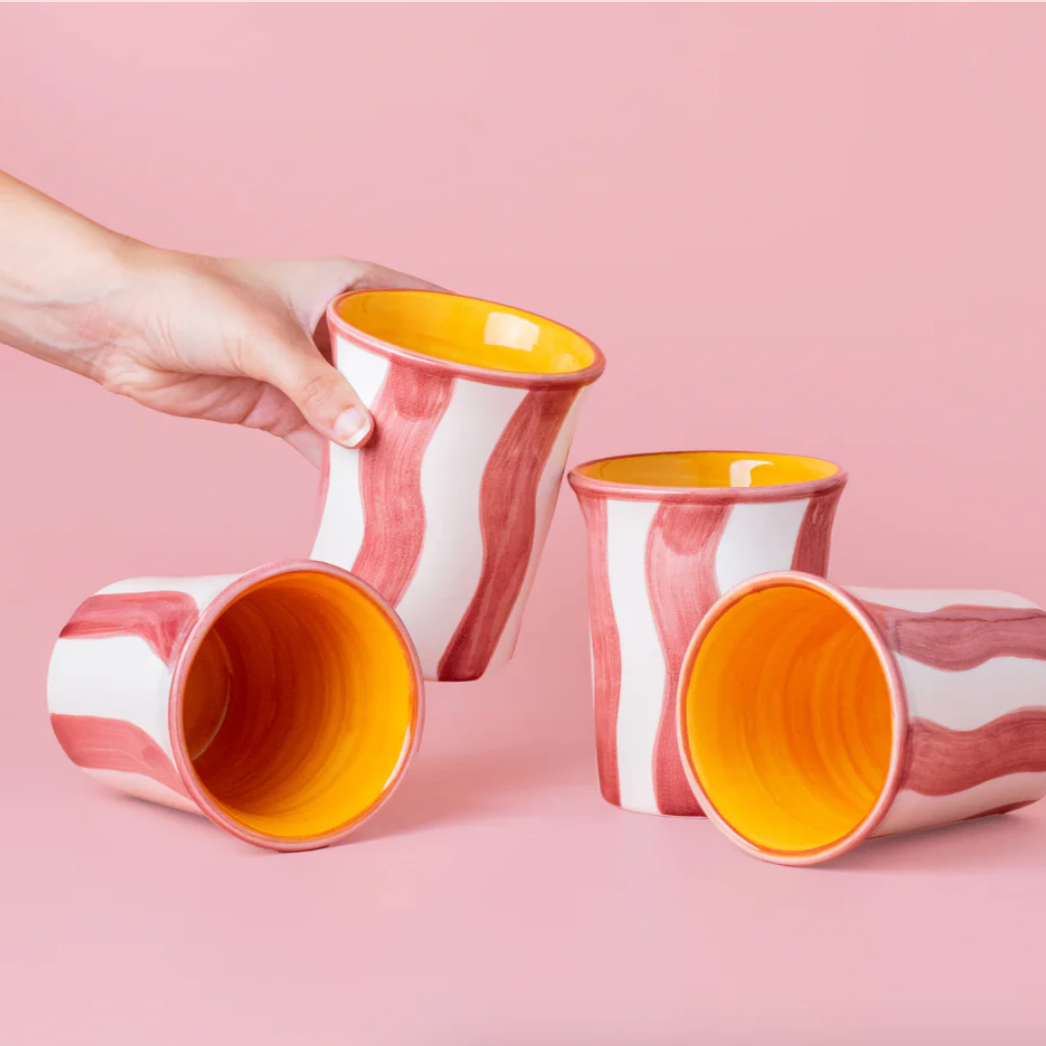 Striped Ceramic Breakfast Cups by Tierra Cocida Ceramic Cups tierra cocida