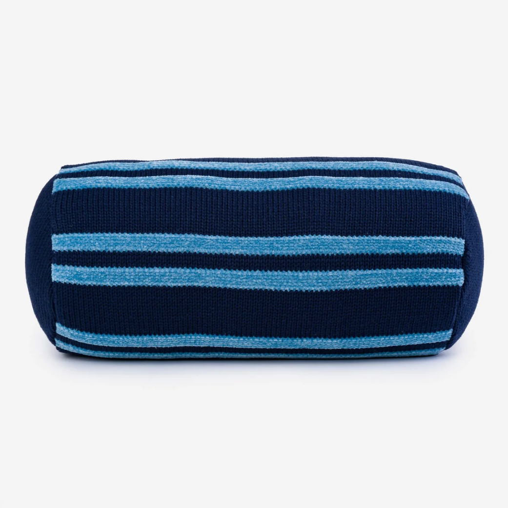 Retro Chenille Bolster Pillow by Verloop Pillows Verloop Navy Stone / Blue