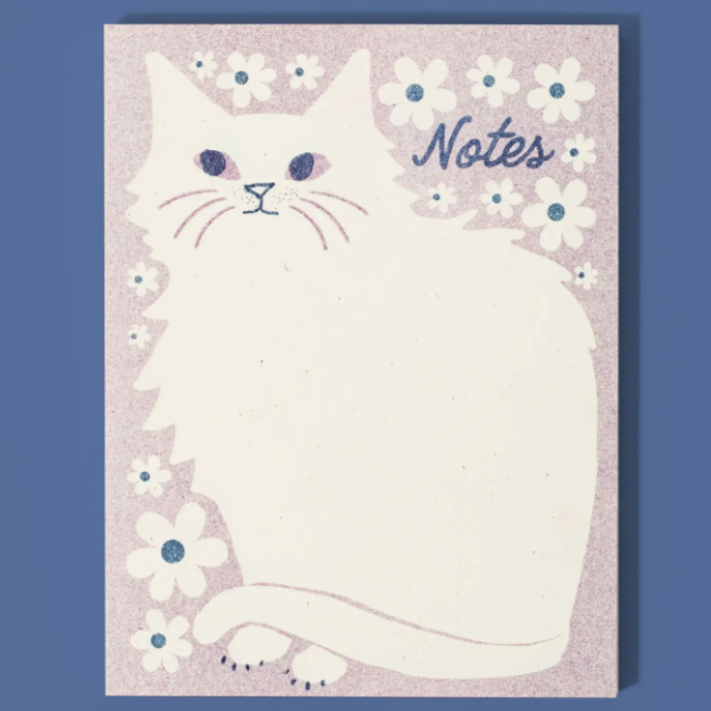 "Squiggle Tail Cat" Risograph Notepad by Bromstad Printing Co notepad bromstad