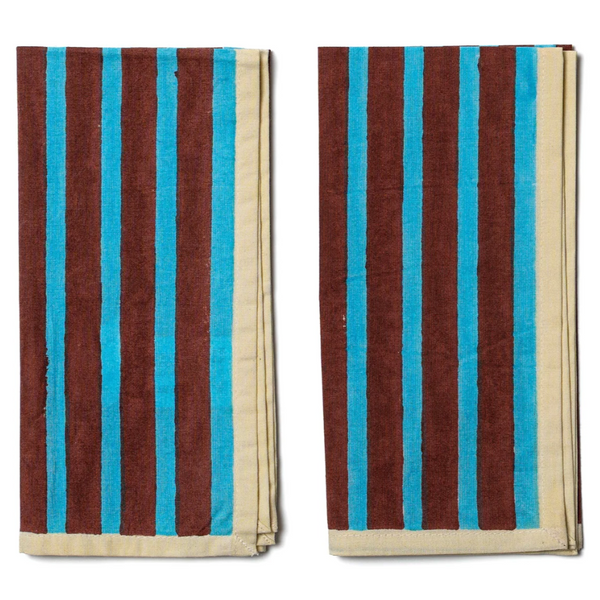 Block Striped Napkins by Yod and Co. dinner napkins yod and co Cyan + Russet