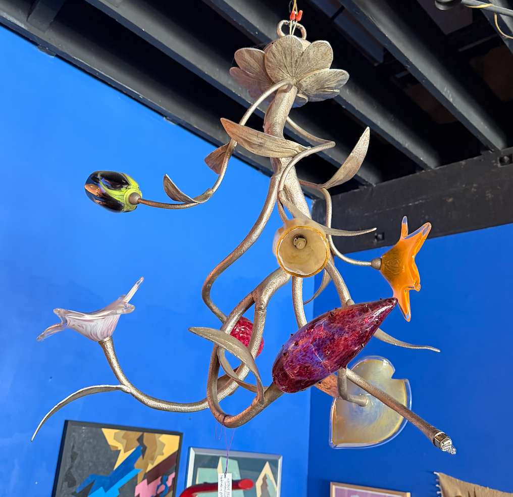 80's Designer Glass Floral Chandelier by Bela Iguazu chandelier CANDID HOME