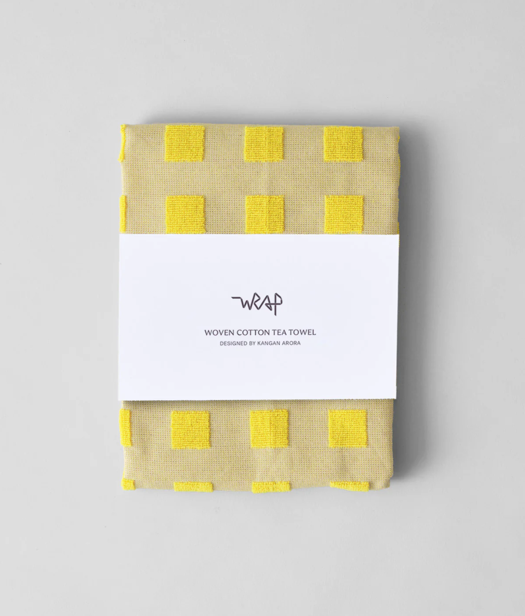 Squares Tea Towels - Kangan Arora for Wrap Magazine Towels CANDID HOME Yellow