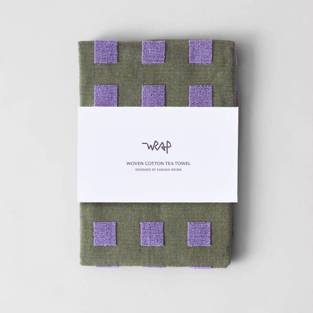 Squares Tea Towels - Kangan Arora for Wrap Magazine Towels CANDID HOME Olive/Lilac  