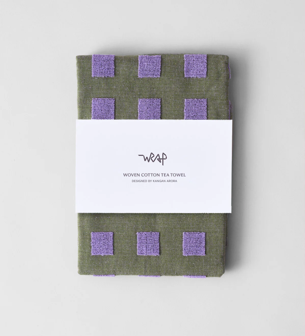 Squares Tea Towels - Kangan Arora for Wrap Magazine Towels CANDID HOME Olive/Lilac  