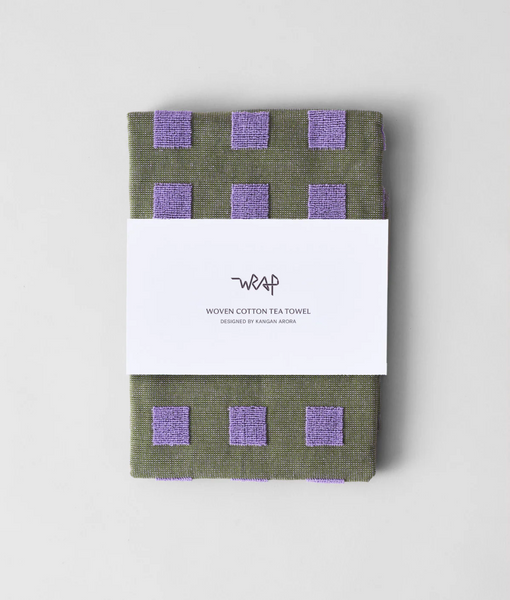 Squares Tea Towels - Kangan Arora for Wrap Magazine Towels CANDID HOME Olive/Lilac  