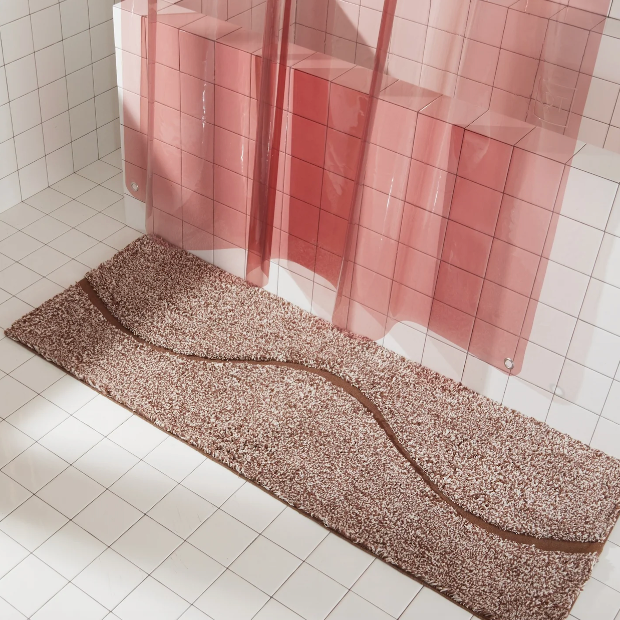Atlas Cloud Bath Runner by Quiet Town - 56" x 22" Bath Mats & Rugs Quiet Town Chocolate: Pink / Brown