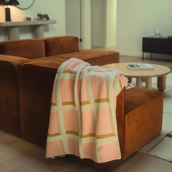 "Windowpane" Recycled Cotton Throw by Happy Habitat Throw Blankets Happy Habitat