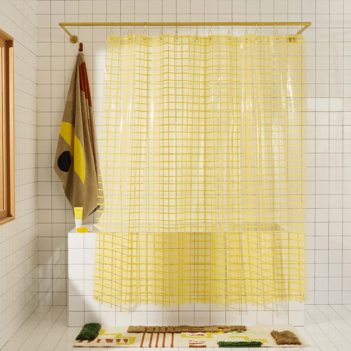 Sun Shower 2x2 Curtain Liners by Quiet Town Shower Curtains Quiet Town Butter: Yellow/Clear