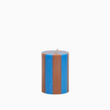 Stripe Pillar Candle by Yod and Co Candles yod and co small ash brown / grey blue